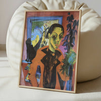 Self-portrait with a Cat (1919-20) by Ernst Ludwig Kirchner – Art Print - Interior inspiration