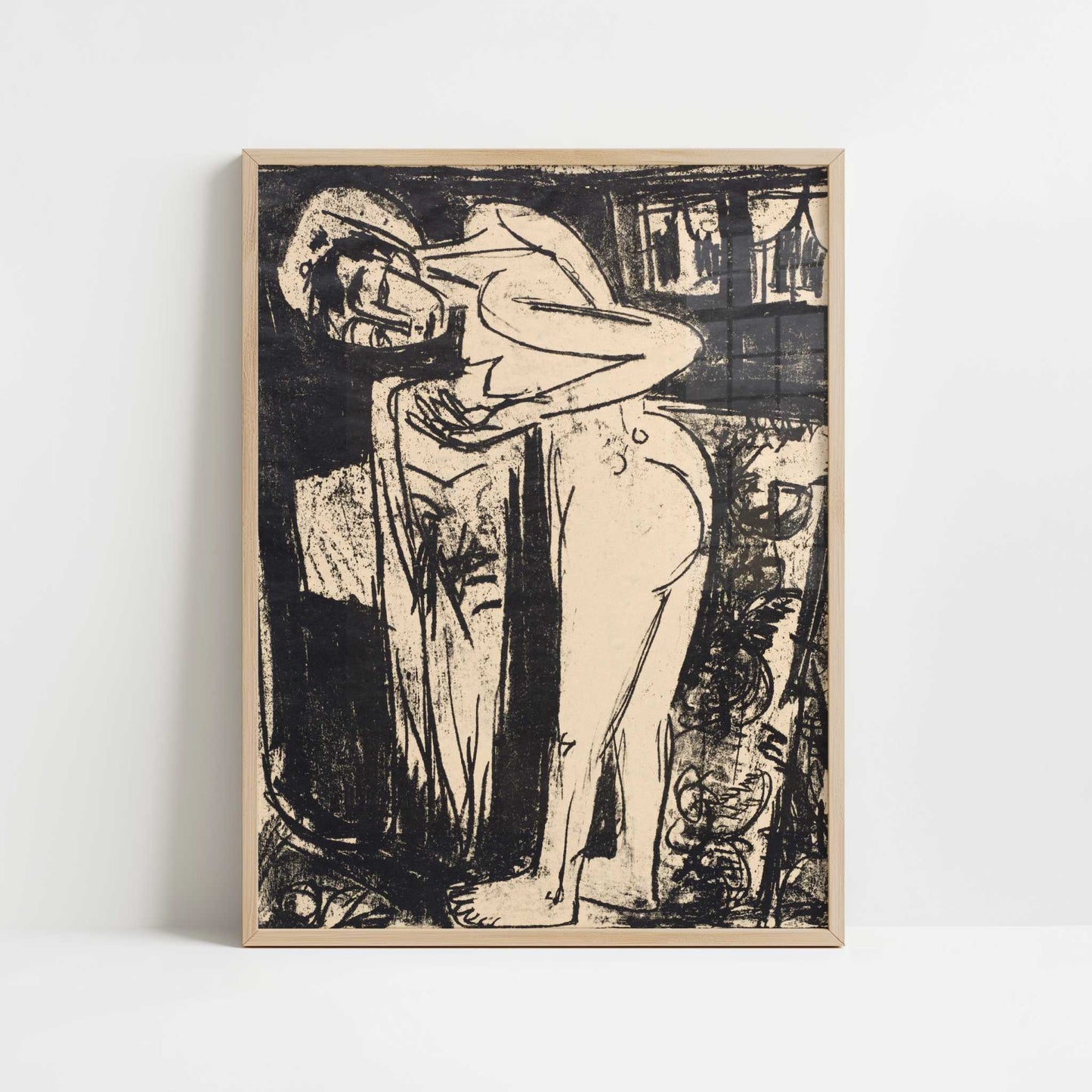 Standing Nude in a Room (1921) by Ernst Ludwig Kirchner – Art Print - Art print in oak frame