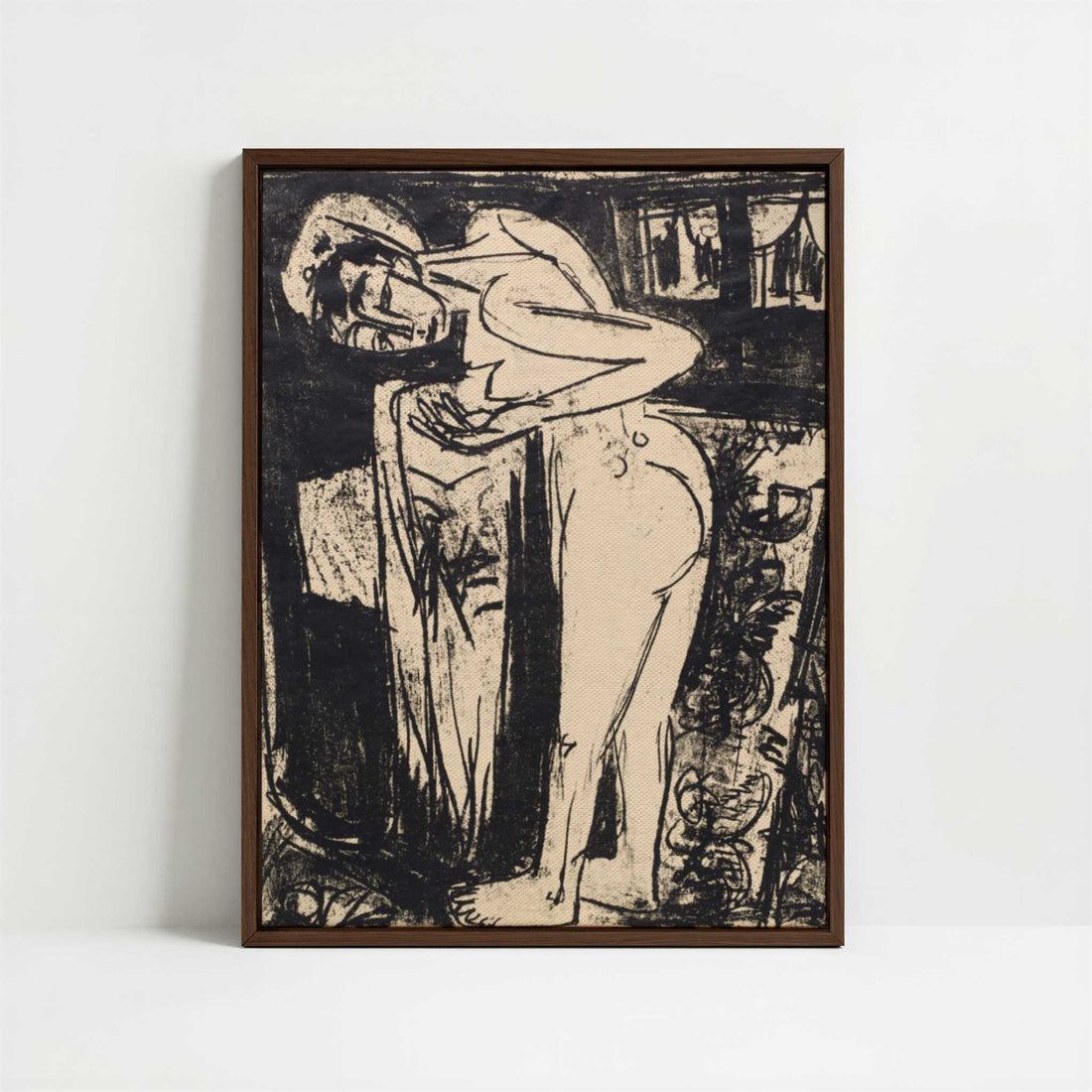 Framed Canvas - Framed canvas in dark wood color frame