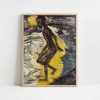 Stepping into the Sea (1913) by Ernst Ludwig Kirchner – Art Print - Art print in oak frame