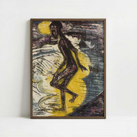 Stepping into the Sea (1913) by Ernst Ludwig Kirchner – Art Print - Art print in dark wood frame