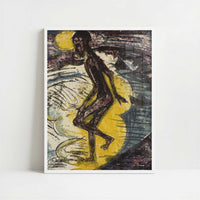 Stepping into the Sea (1913) by Ernst Ludwig Kirchner – Art Print - Art print in white frame