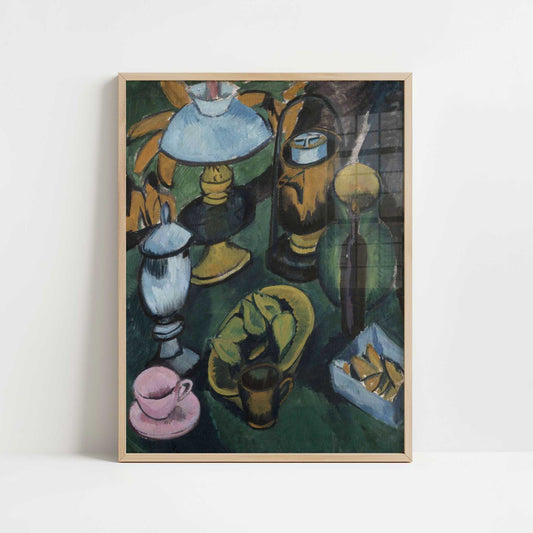 Still Life with Lamp (1912) by Ernst Ludwig Kirchner – Art Print - Art print in oak frame