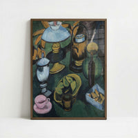 Still Life with Lamp (1912) by Ernst Ludwig Kirchner – Art Print - Art print in dark wood frame