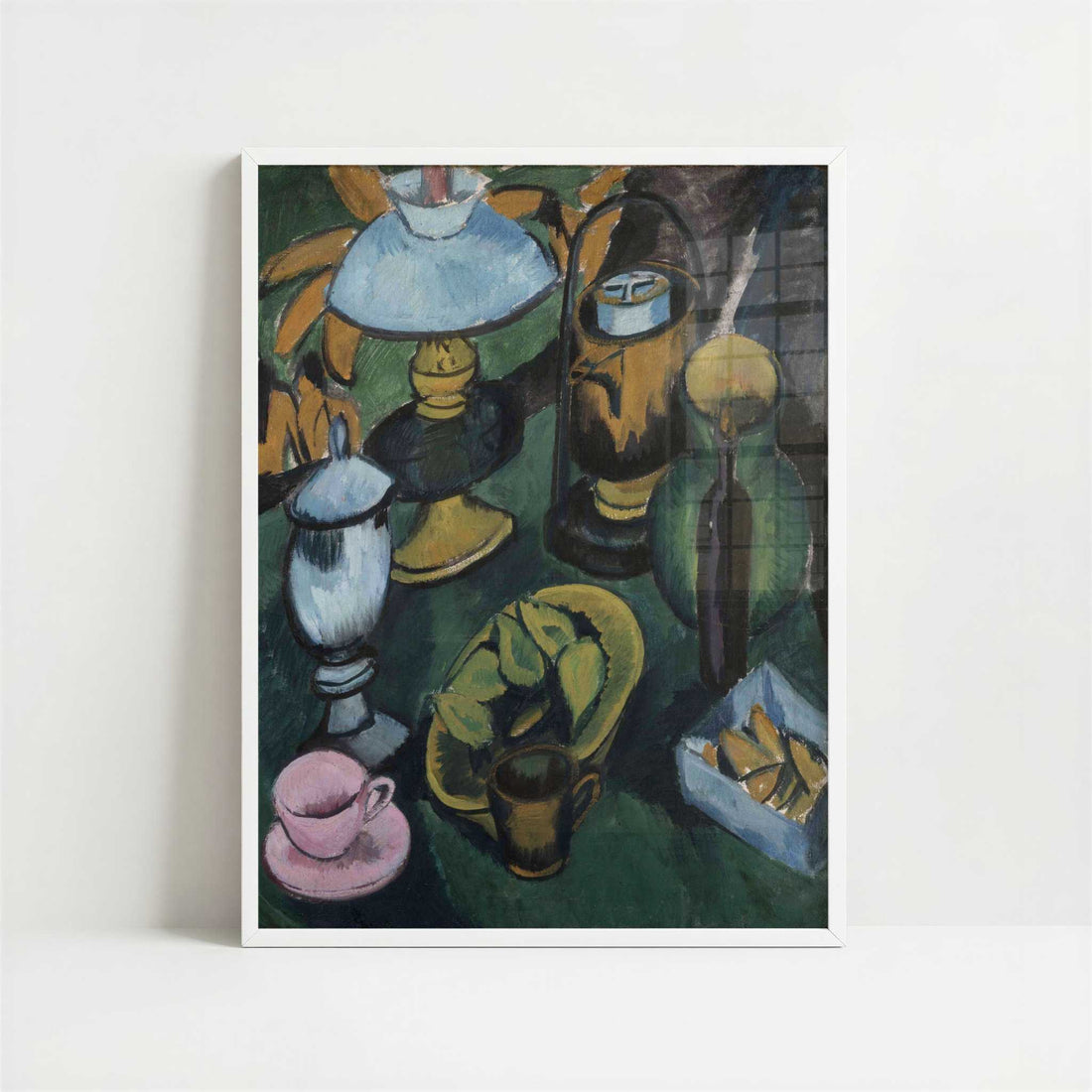 Still Life with Lamp (1912) by Ernst Ludwig Kirchner – Art Print - Art print in white frame