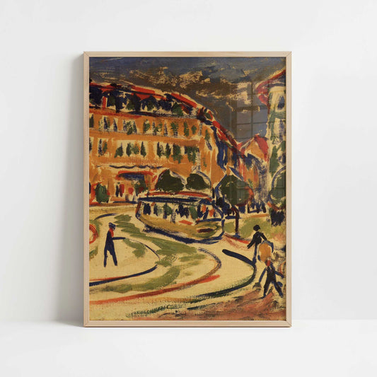 Streetcar in Dresden (1909) by Ernst Ludwig Kirchner – Art Print - Art print in oak frame