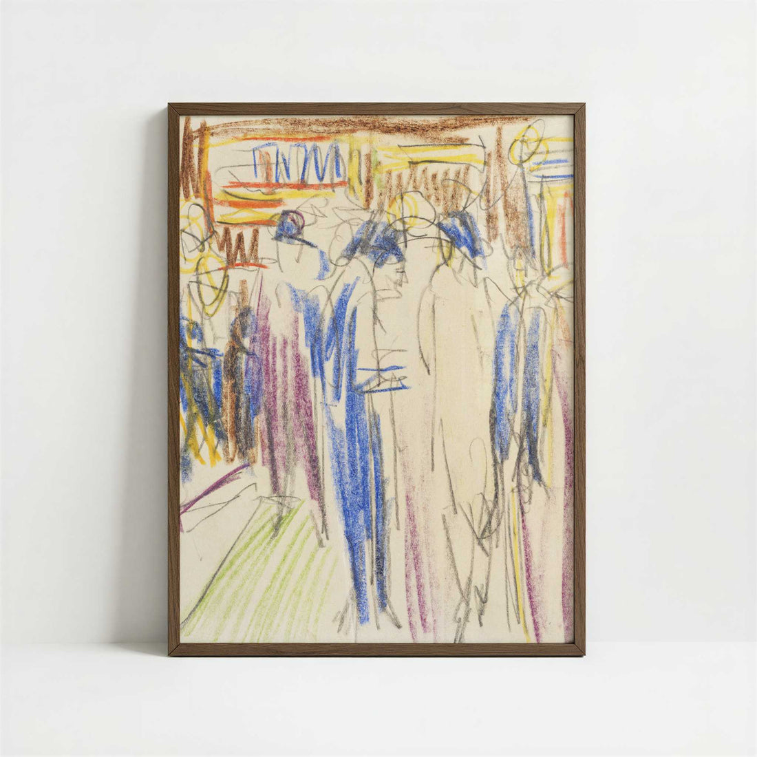 Street Scene (1914) by Ernst Ludwig Kirchner – Art Print - Art print in dark wood frame