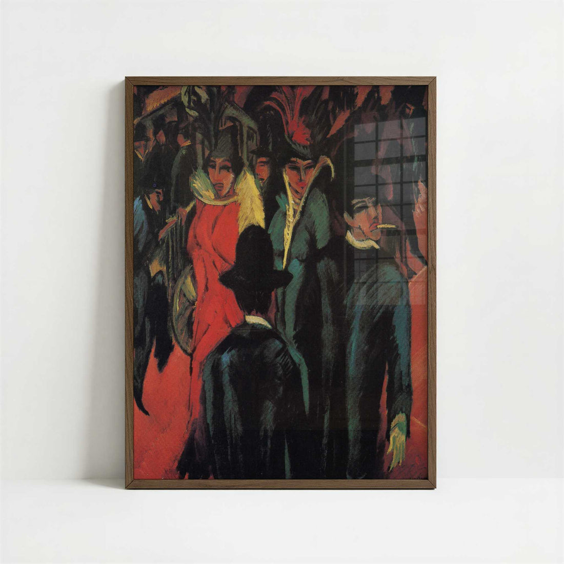 Street Scene in Berlin (1913) by Ernst Ludwig Kirchner – Art Print - Art print in dark wood frame