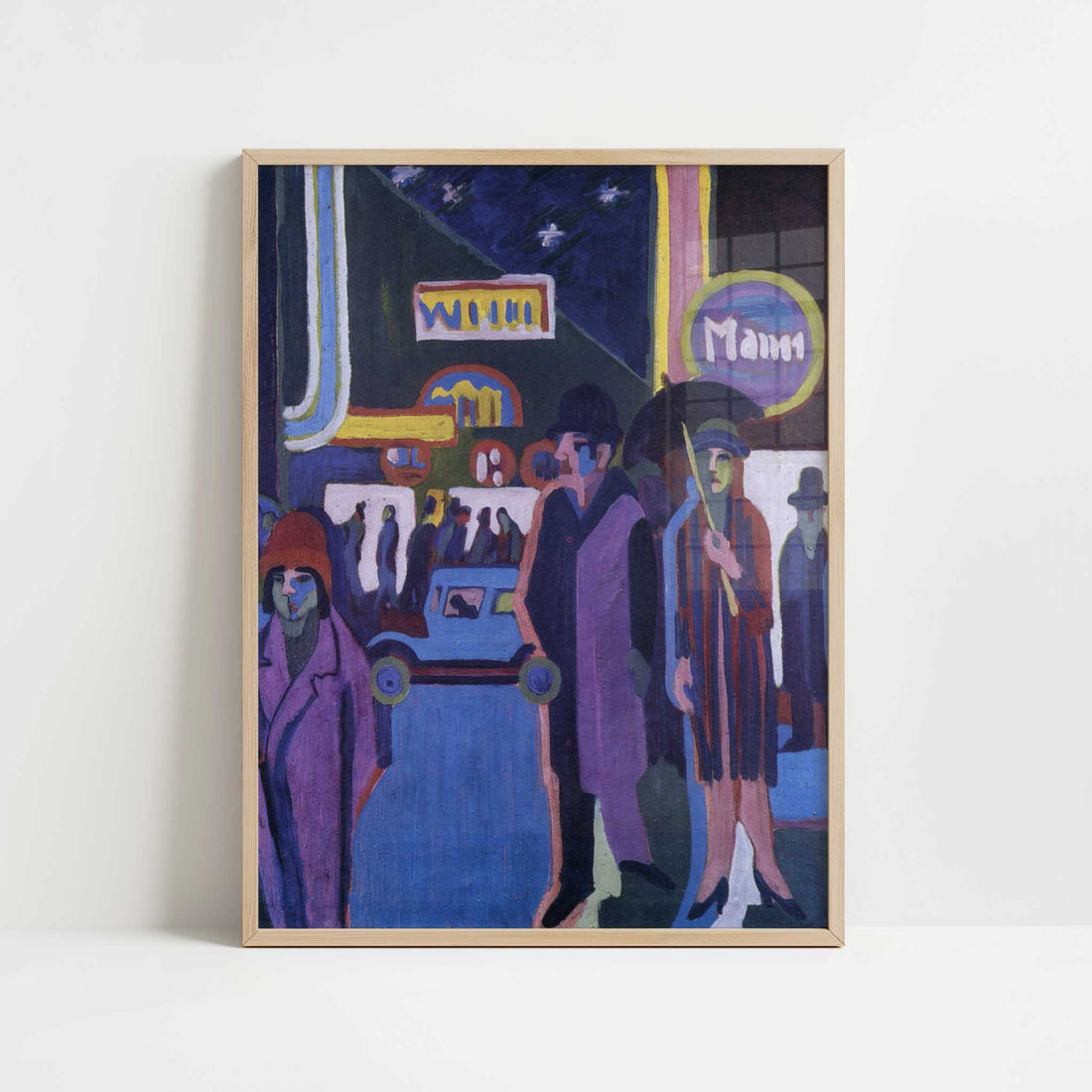 Street Scene at Night (1926–7) by Ernst Ludwig Kirchner – Art Print - Art print in oak frame