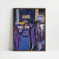 Street Scene at Night (1926–7) by Ernst Ludwig Kirchner – Art Print - Art print in dark wood frame
