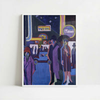 Street Scene at Night (1926–7) by Ernst Ludwig Kirchner – Art Print - Art print in white frame