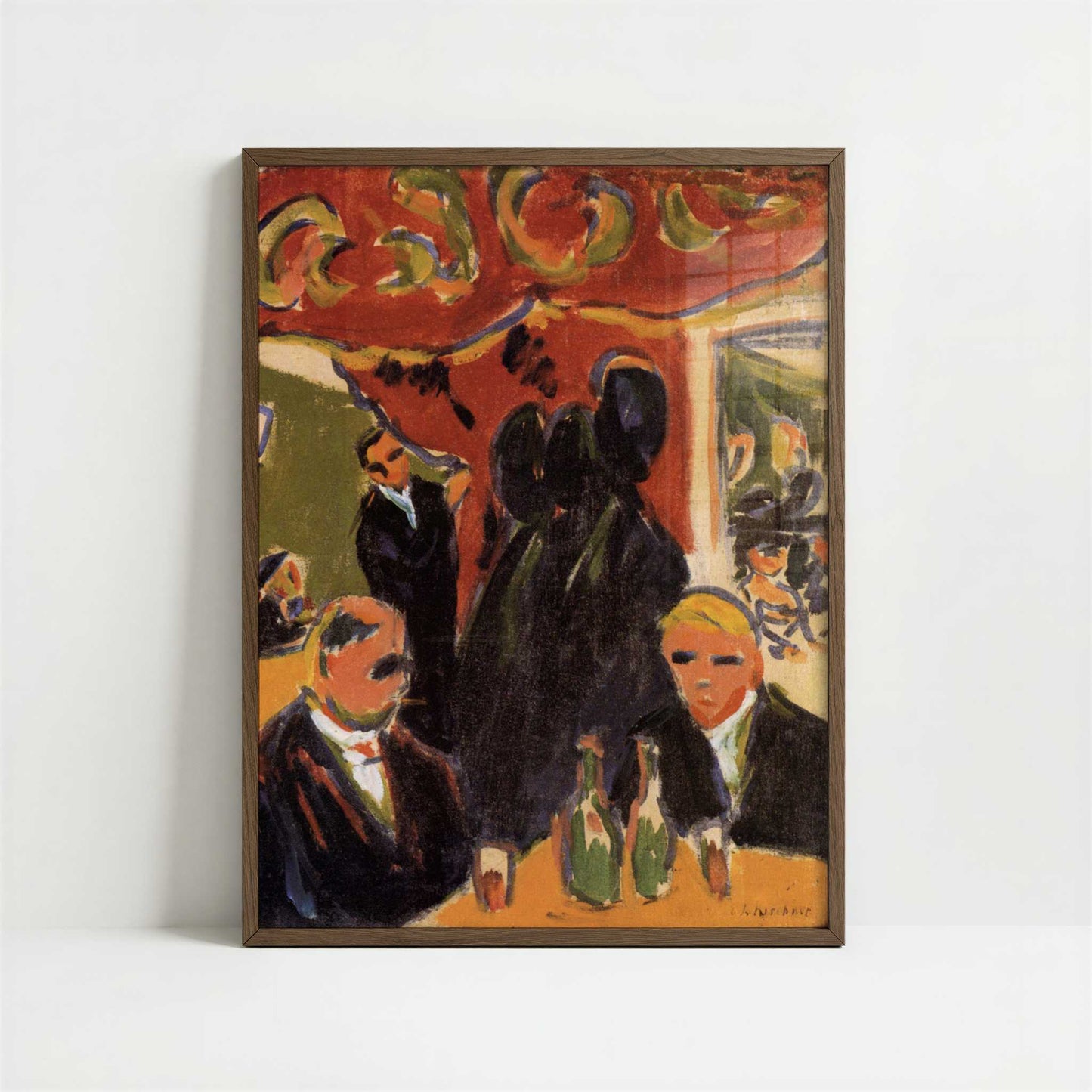 Tavern (1909) by Ernst Ludwig Kirchner – Art Print - Art print in dark wood frame