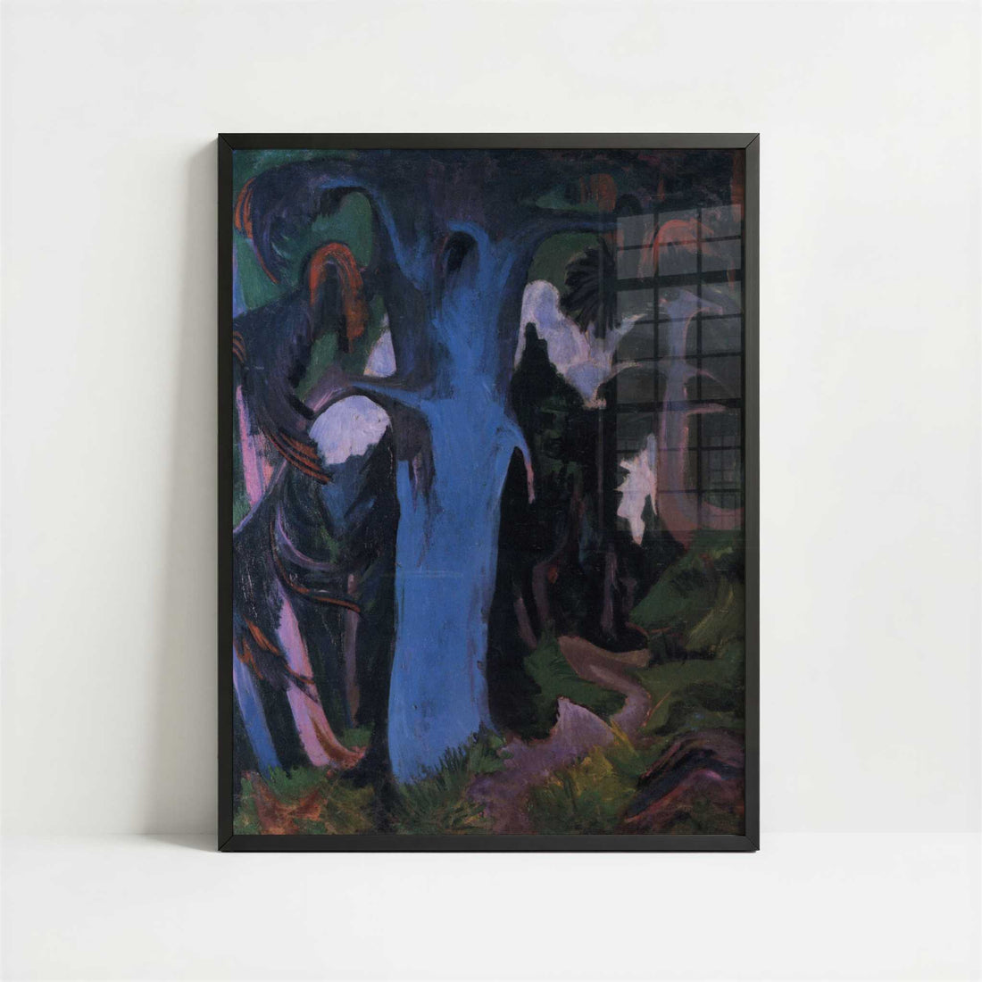 The Blue Tree, Mountain Forest (1920-22) by Ernst Ludwig Kirchner – Art Print - Art print in black frame