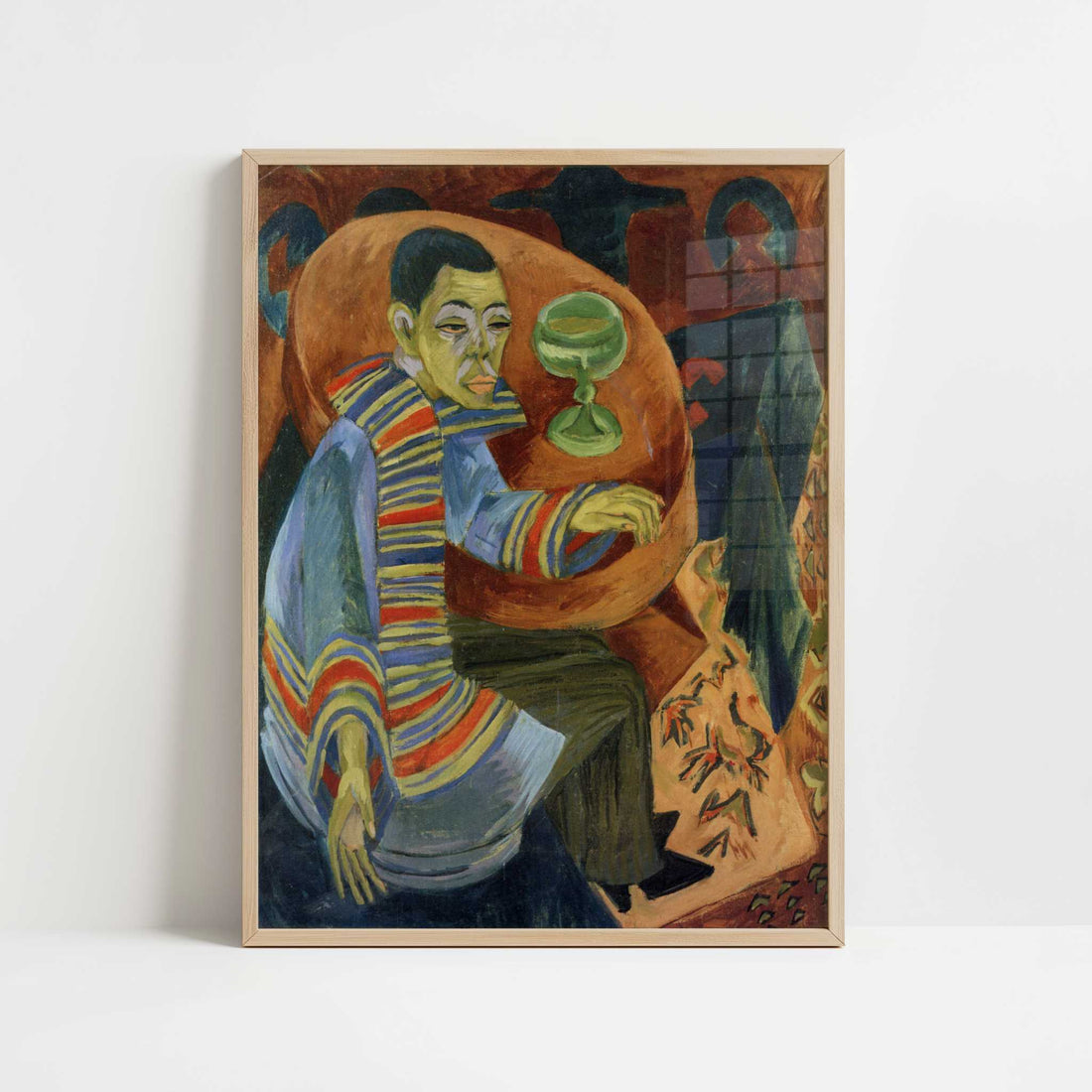 The Drinker (1914) by Ernst Ludwig Kirchner – Art Print - Art print in oak frame