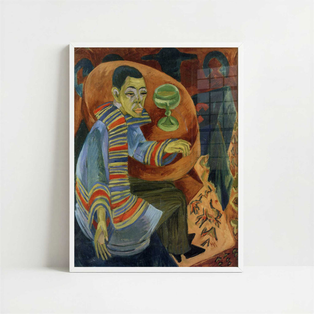 The Drinker (1914) by Ernst Ludwig Kirchner – Art Print - Art print in white frame