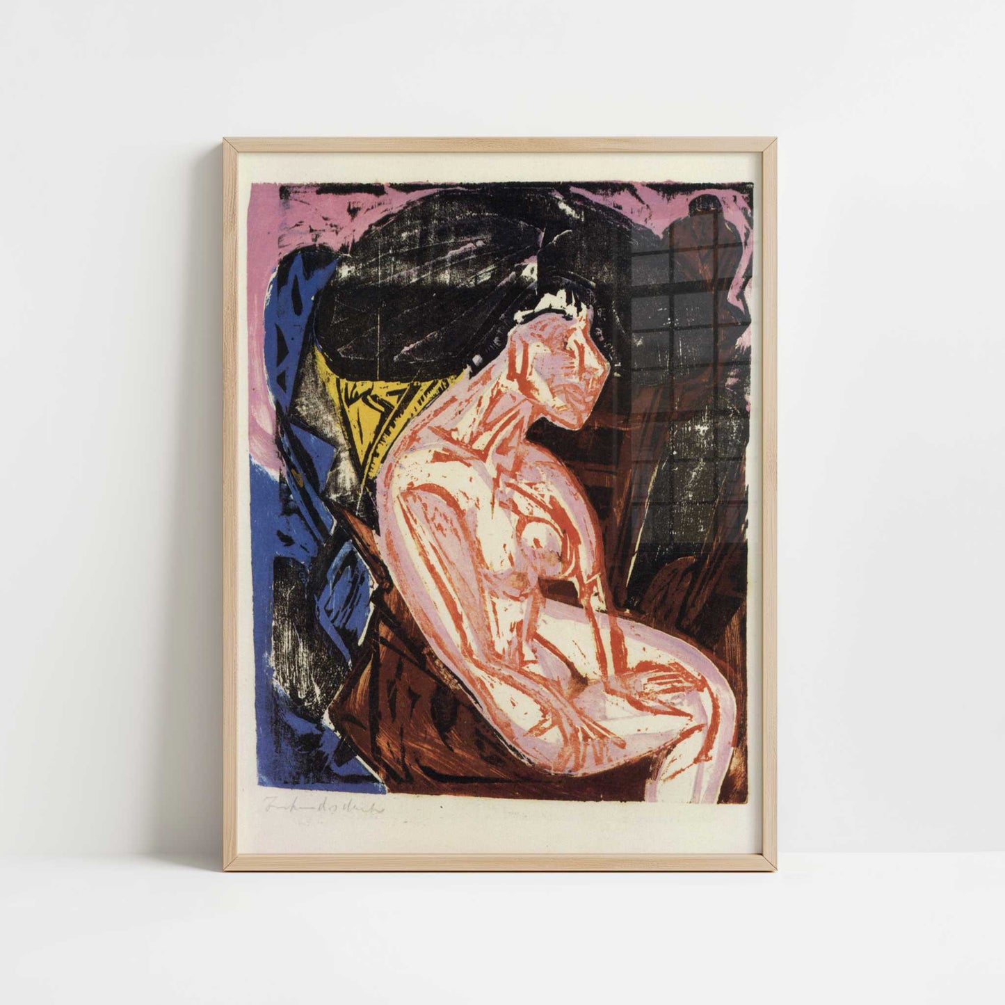 The Loved One (1915) by Ernst Ludwig Kirchner – Art Print - Art print in oak frame