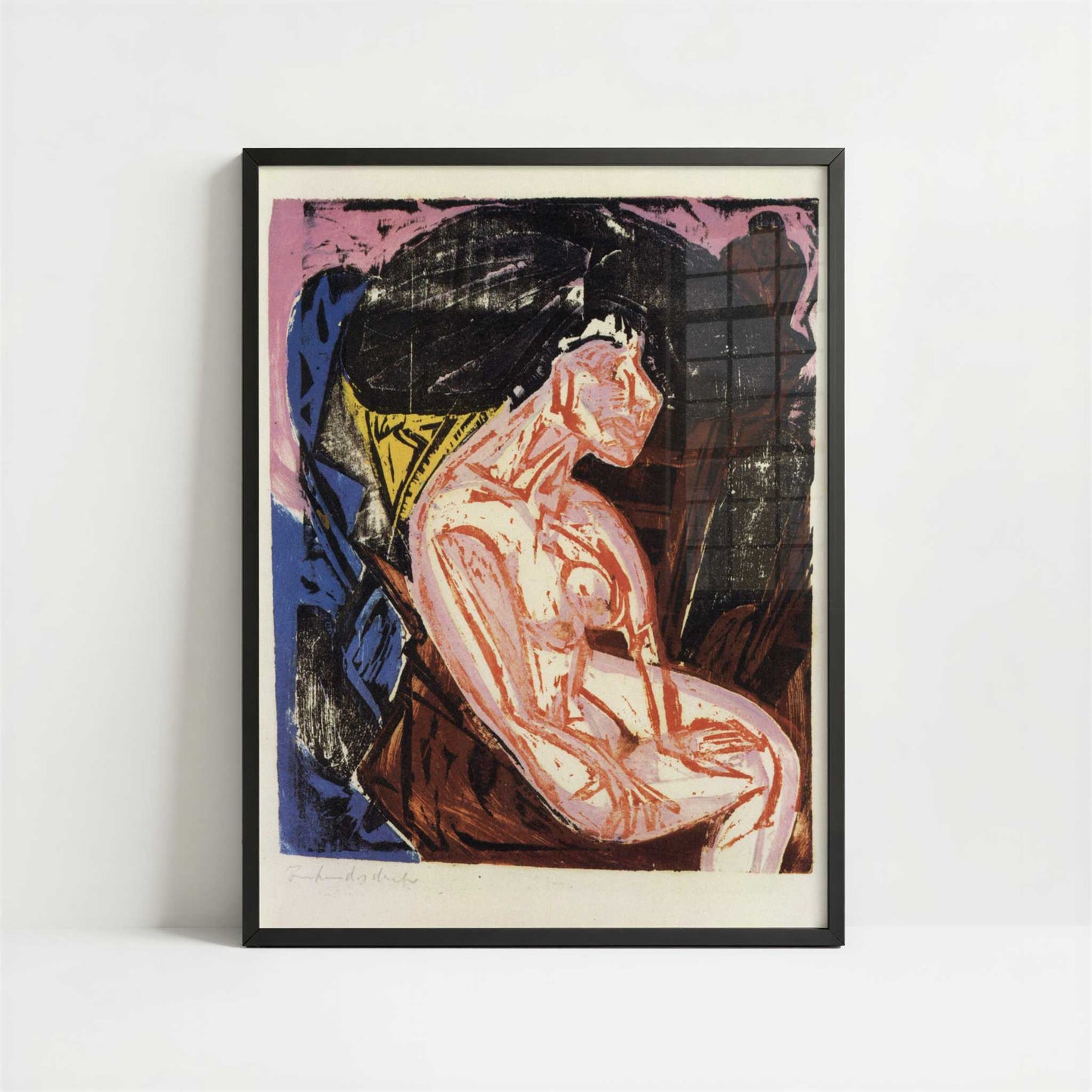 The Loved One (1915) by Ernst Ludwig Kirchner – Art Print - Art print in black frame