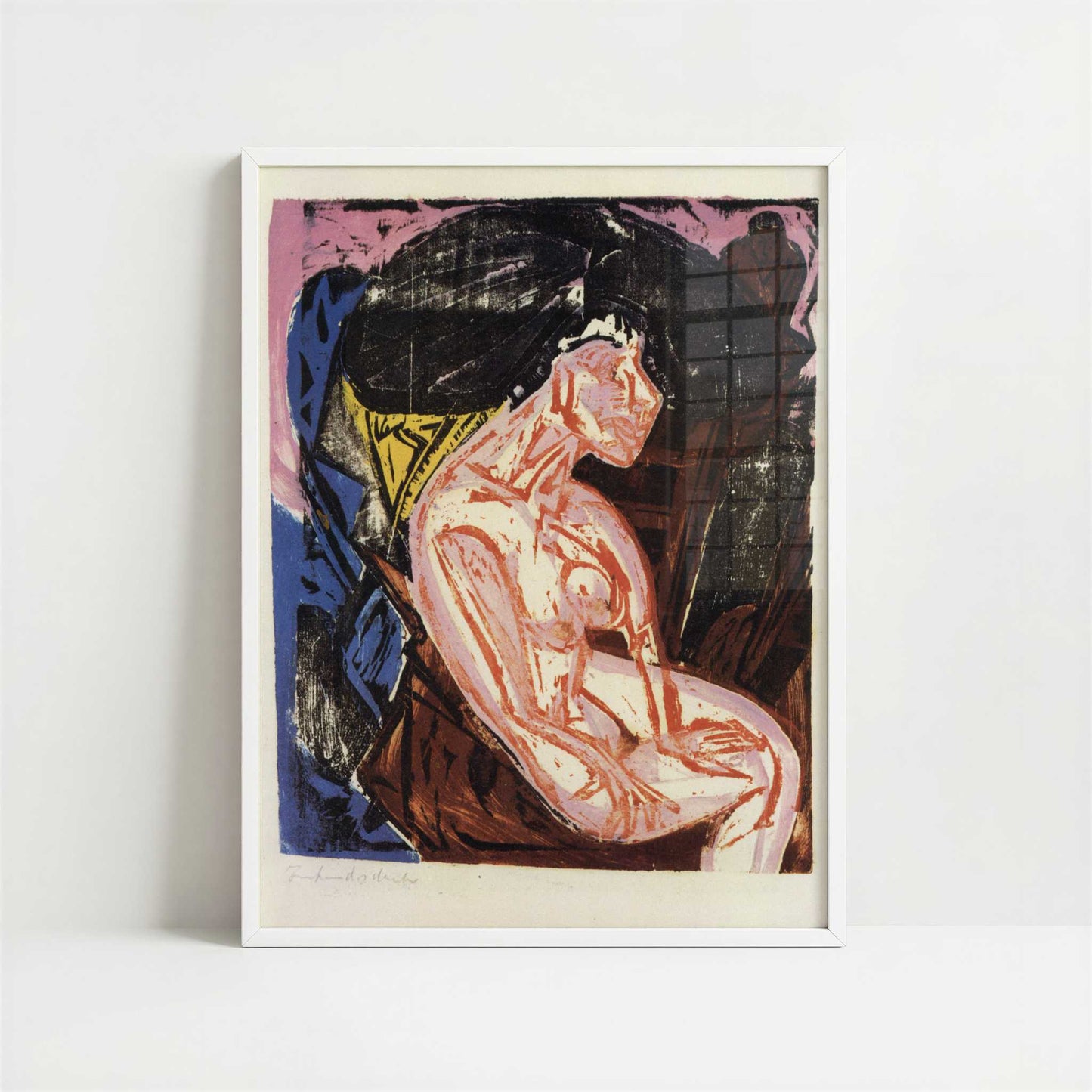 The Loved One (1915) by Ernst Ludwig Kirchner – Art Print - Art print in white frame