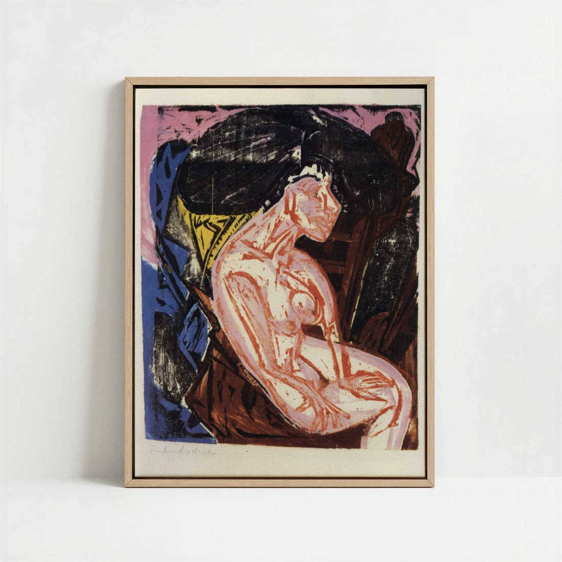 Framed Canvas - Framed canvas in oak color frame