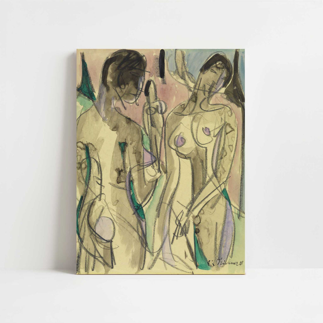 Three Acts in the Forest (1928) by Ernst Ludwig Kirchner – Art Print - Unframed art print