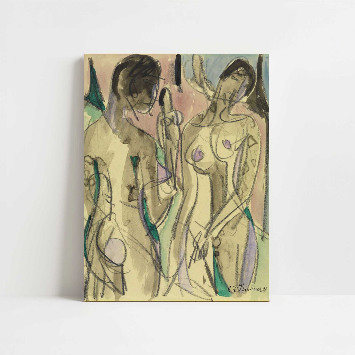 Three Acts in the Forest (1928) by Ernst Ludwig Kirchner – Art Print - Unframed art print