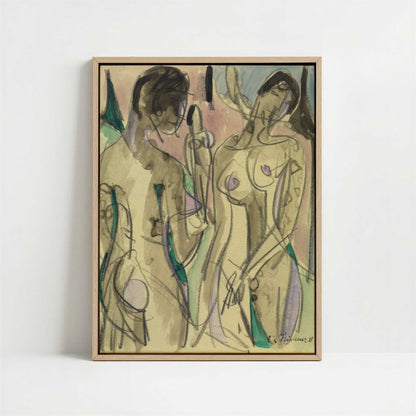 Framed Canvas - Framed canvas in oak color frame