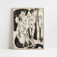 Three Female Nudes (c.1915) by Ernst Ludwig Kirchner – Art Print - Art print in oak frame