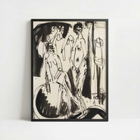 Three Female Nudes (c.1915) by Ernst Ludwig Kirchner – Art Print - Art print in black frame