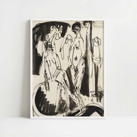 Three Female Nudes (c.1915) by Ernst Ludwig Kirchner – Art Print - Art print in white frame