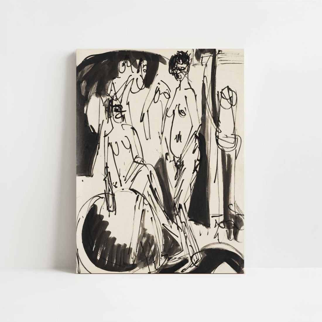 Three Female Nudes (c.1915) by Ernst Ludwig Kirchner – Art Print - Unframed art print