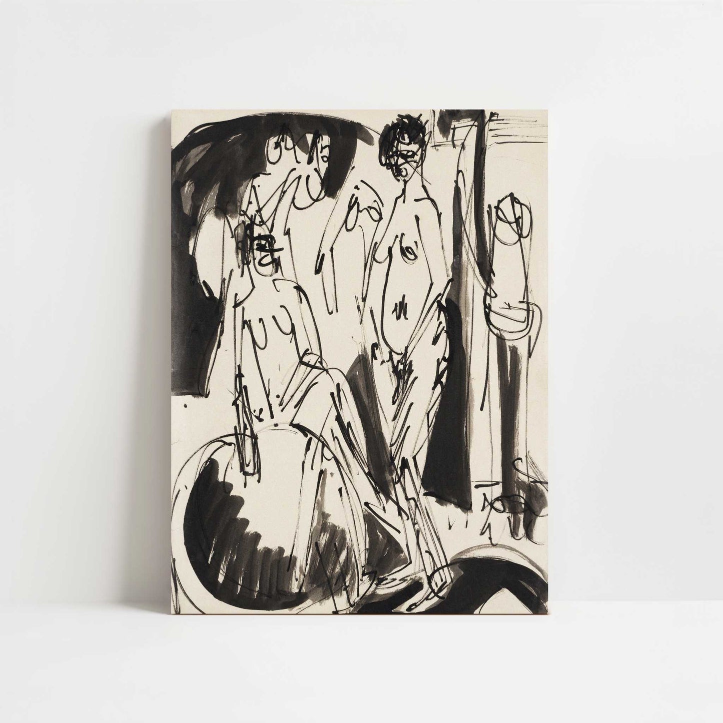 Three Female Nudes (c.1915) by Ernst Ludwig Kirchner – Art Print - Unframed art print