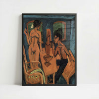 Tower Room, Self-portrait with Erna (1913) by Ernst Ludwig Kirchner – Art Print - Art print in black frame