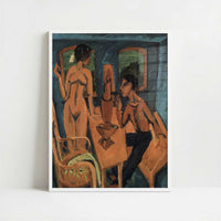 Tower Room, Self-portrait with Erna (1913) by Ernst Ludwig Kirchner – Art Print - Art print in white frame
