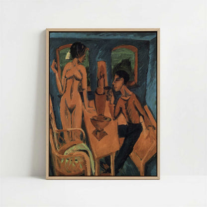 Framed Canvas - Framed canvas in oak color frame