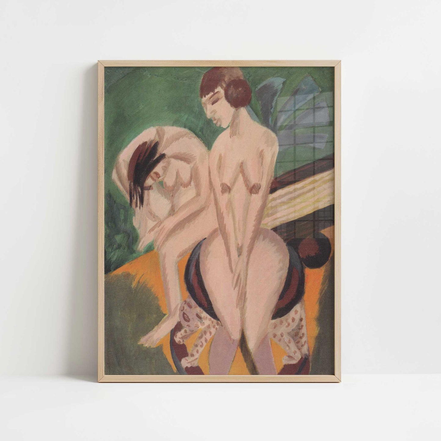 Two Nudes in the Room (1914) by Ernst Ludwig Kirchner – Art Print - Art print in oak frame