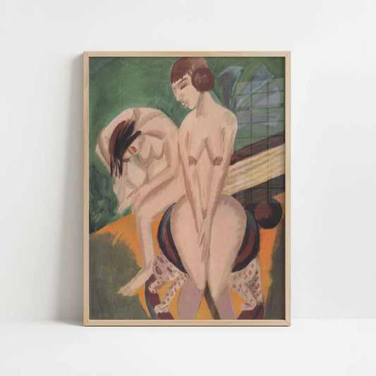 Two Nudes in the Room (1914) by Ernst Ludwig Kirchner – Art Print - Art print in oak frame