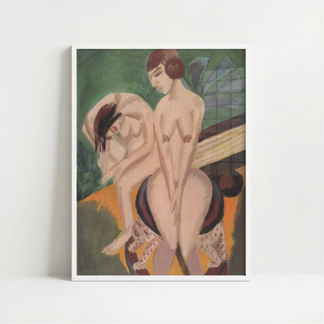 Two Nudes in the Room (1914) by Ernst Ludwig Kirchner – Art Print - Art print in white frame
