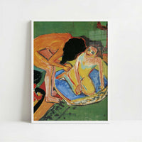 Two Nudes with Bath-tub & Stove (1911) by Ernst Ludwig Kirchner – Art Print - Art print in white frame