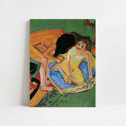 Two Nudes with Bath-tub & Stove (1911) by Ernst Ludwig Kirchner – Art Print - Unframed art print