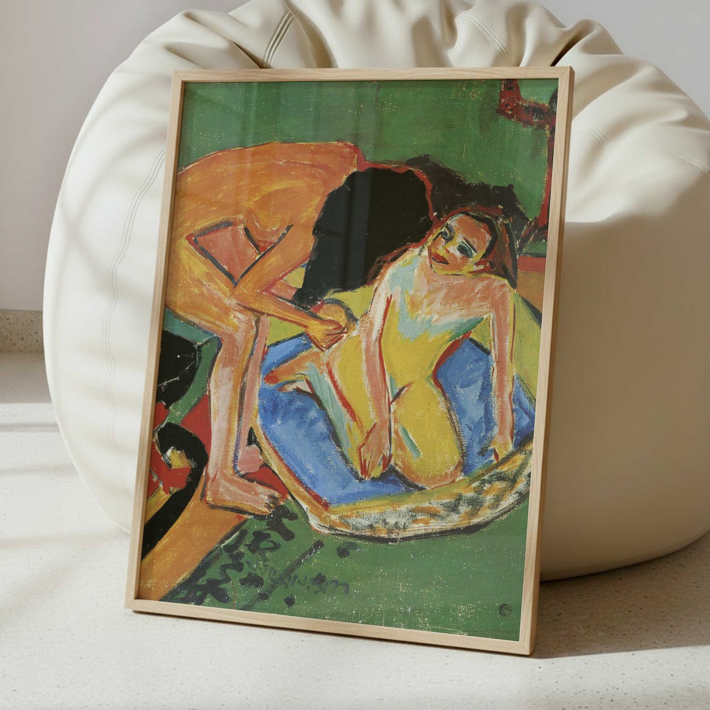 Two Nudes with Bath-tub & Stove (1911) by Ernst Ludwig Kirchner – Art Print - Interior inspiration
