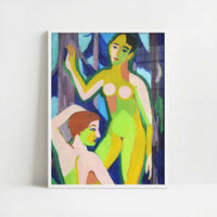 Two Nudes in the Wood II (1926) by Ernst Ludwig Kirchner – Art Print - Art print in white frame