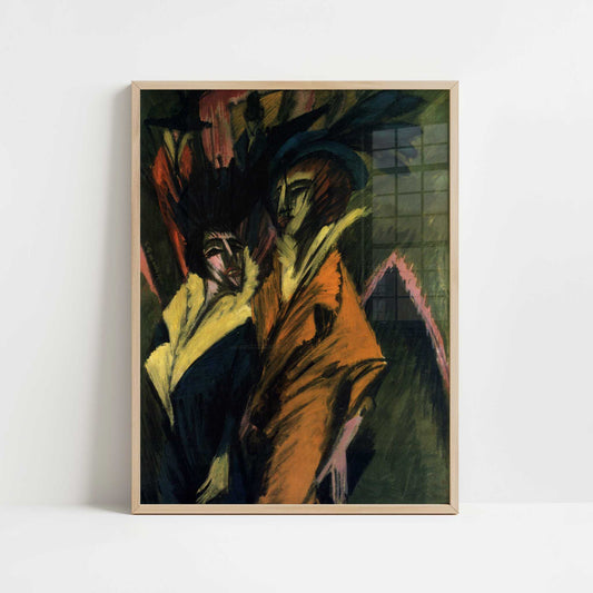 Two Women on the Street (1914) by Ernst Ludwig Kirchner – Art Print - Art print in oak frame