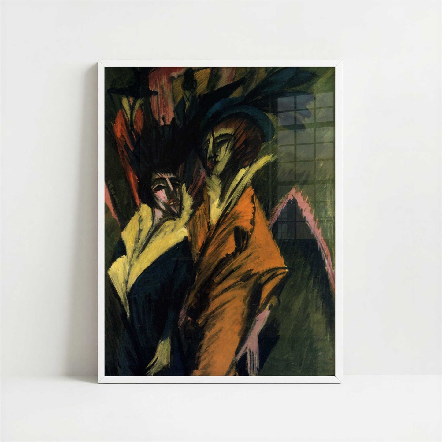 Two Women on the Street (1914) by Ernst Ludwig Kirchner – Art Print - Art print in white frame
