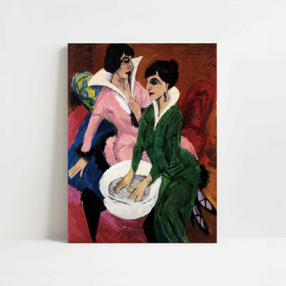 Two Women with Washbasin (1913) by Ernst Ludwig Kirchner – Art Print - Unframed art print