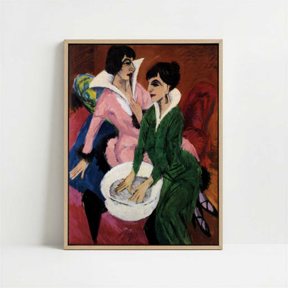 Framed Canvas - Framed canvas in oak color frame