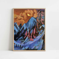 Winter Moon Landscape (1919) by Ernst Ludwig Kirchner – Art Print - Art print in oak frame