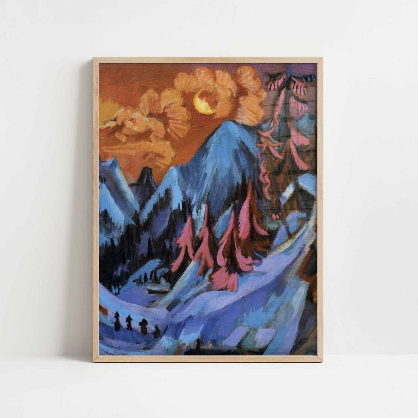 Winter Moon Landscape (1919) by Ernst Ludwig Kirchner – Art Print - Art print in oak frame