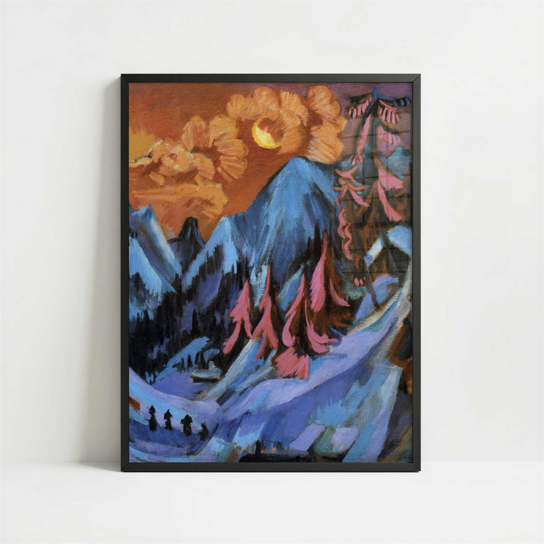 Winter Moon Landscape (1919) by Ernst Ludwig Kirchner – Art Print - Art print in black frame