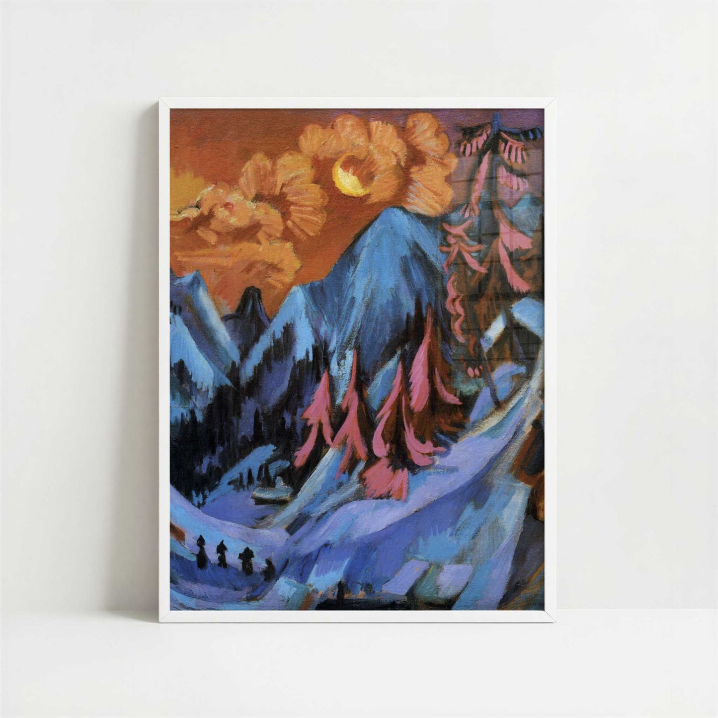 Winter Moon Landscape (1919) by Ernst Ludwig Kirchner – Art Print - Art print in white frame