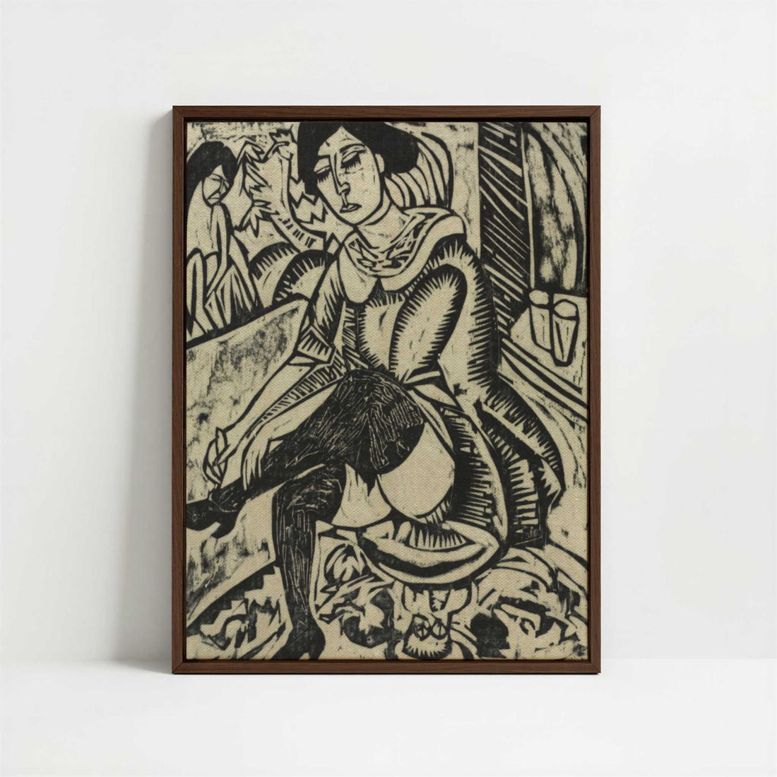 Framed Canvas - Framed canvas in dark wood color frame
